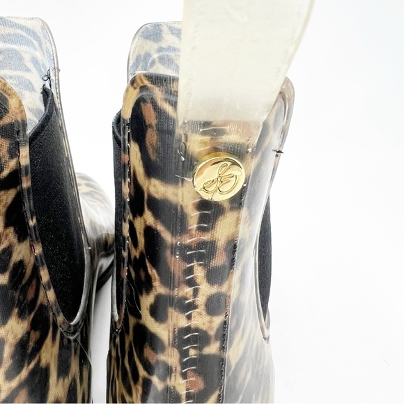SAM EDELMAN TINSLEY RUBBER LEOPARD RAIN CHELSEA BOOTIES WOMENS SZ 7 - Picture 7 of 9